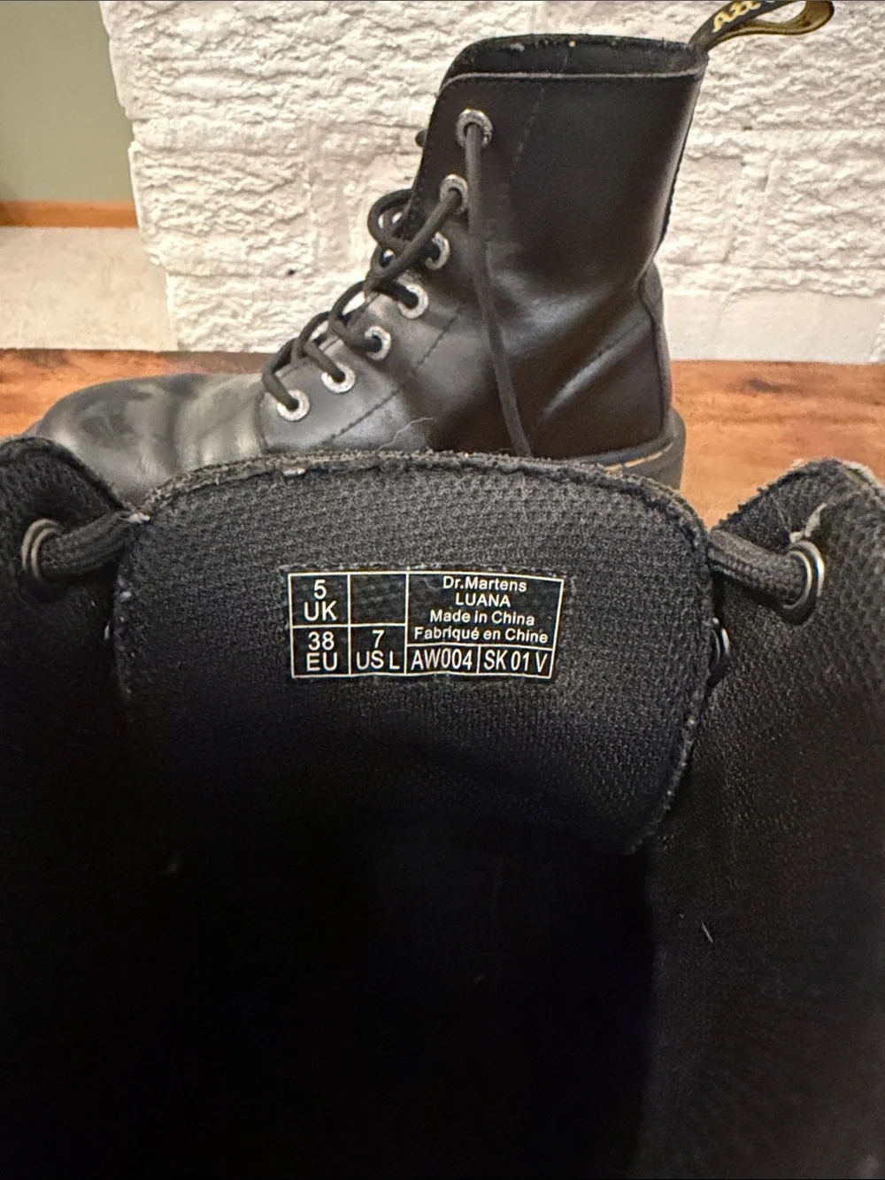 Doc Martins Black Leather Lace-Up Combat Boots with Lug Sole